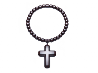 Black beaded rosary with cross pendant symbolizes faith and spirituality. This elegant accessory is often used in prayer and meditation, reflecting devotion and belief