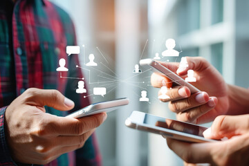 Connected Devices People Holding Smartphones Engaging in Social Networking and Digital Interaction A Visual Representation of Modern Communication and Technology