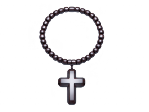 Black beaded rosary with cross pendant symbolizes faith and spirituality. This elegant accessory is often used in prayer and meditation, reflecting devotion and belief