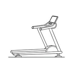 Single continuous line art of a treadmill machine, elegant and minimal, black lines on white background