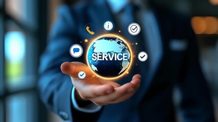 a business professional holding a glowing  digital globe - Powered by Adobe