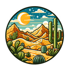 abstract background with flowers vector illustration, Oasis Landscape with Cacti, desert landscape, arid mountains, t-shirt design