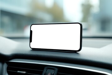 Blank smartphone in car mount