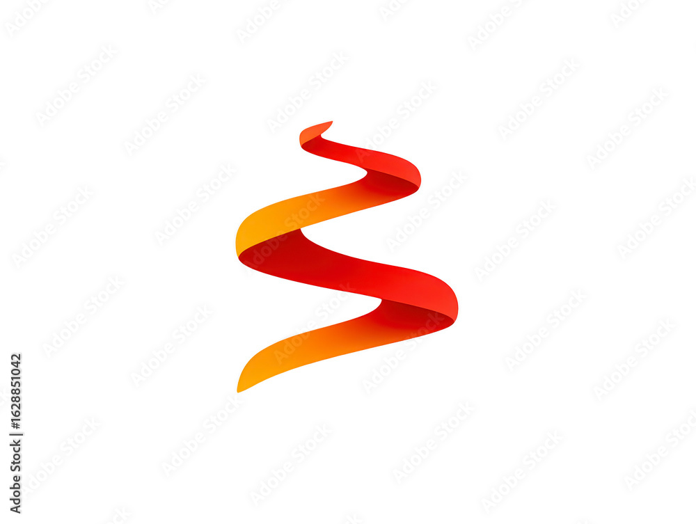 Poster vibrant ribbon design featuring smooth, flowing shape in red and orange hues, creating sense of move
