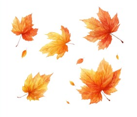 Vibrant autumn leaves, falling gently