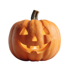 Realistic Carved Jack-o-Lantern with a Candle Inside