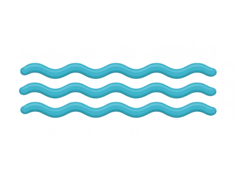Wavy lines in light blue color create playful and dynamic visual element, perfect for backgrounds or decorative designs. These flowing shapes evoke sense of movement and tranquility