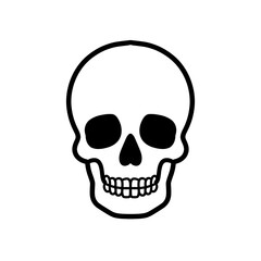 black skull illustration on transparent background