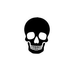 black skull illustration on transparent background