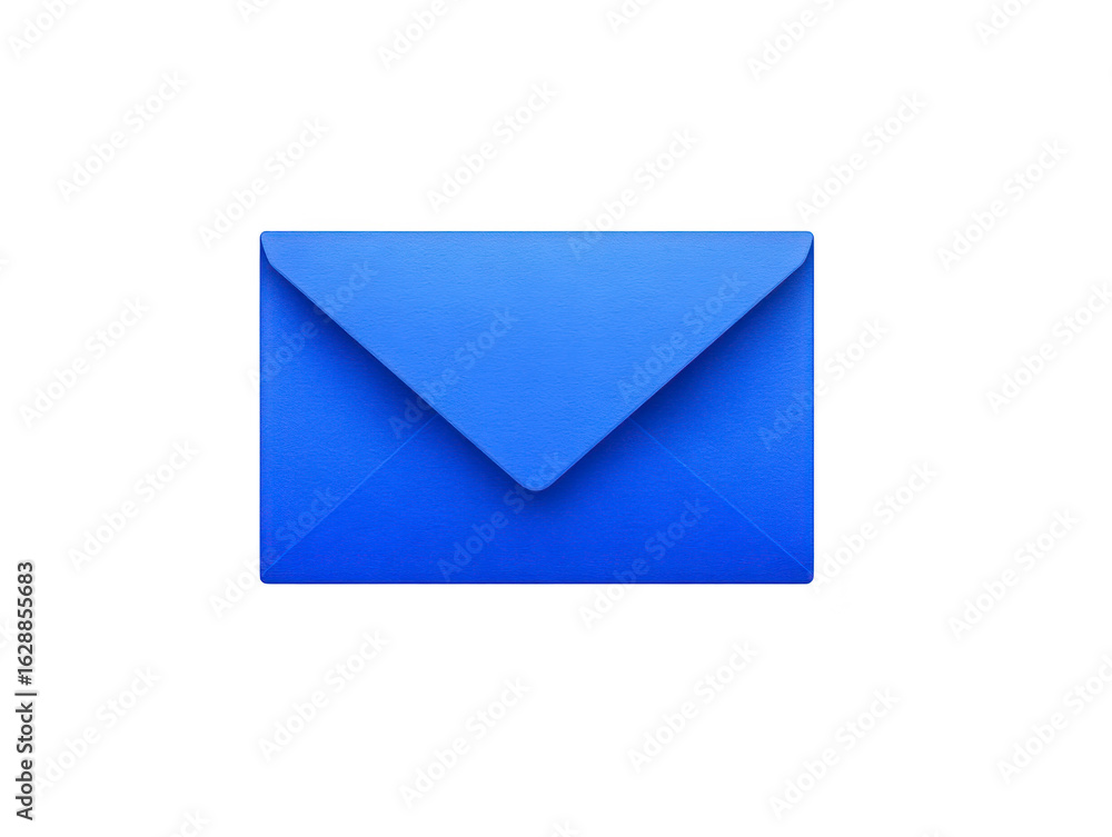 Poster vibrant blue envelope with smooth texture and pointed flap, perfect for sending letters or invitatio