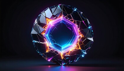 Abstract Glowing Geometrical Object on Dark Background