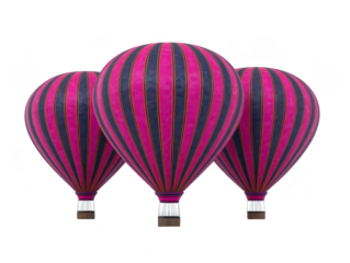 Colorful hot air balloons float gracefully in sky, showcasing vibrant patterns and hues. Their unique designs create joyful and festive atmosphere, perfect for adventure seekers