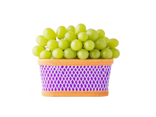 Fresh green grapes in woven basket create vibrant and healthy display. grapes are plump and juicy, perfect for snacking or adding to dishes