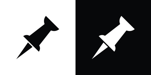 Thumbtack icon flat simple. icon set in silhouette