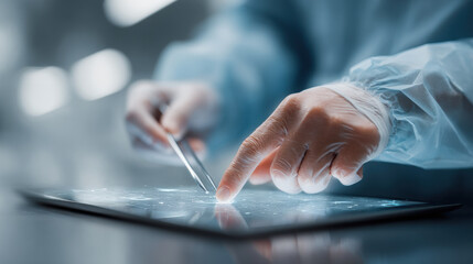 Naklejka premium finger touching screen