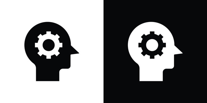 Thinking icon flat simple. icon set in silhouette