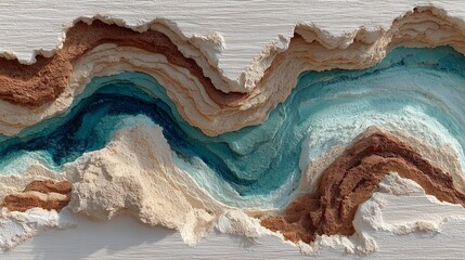 elegant abstract textured art inspired by earth layers in white beige teal