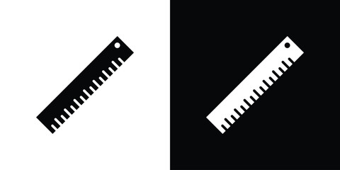 Ruler icon flat simple. icon set in silhouette