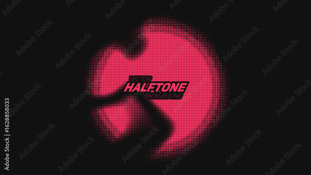 Poster abstract vector torn red halftone distorted sphere. scrathed dotted texture element. point glitch