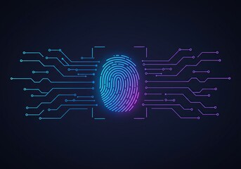 Futuristic Fingerprint Scan with Digital Circuit Lines.