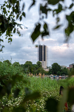 Wennergren Center during renovation, 2025, seen from Hagaparken.