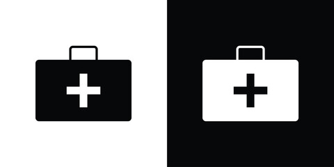 Doctor bag icon flat simple. icon set in silhouette