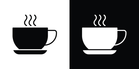 Coffee icon flat simple. icon set in silhouette