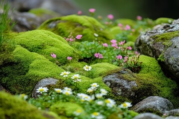 A mystical and luminescent moss texture from an enchanted forest serves as a backdrop that is both whimsical and enchanting, with a rare and mystical mossy surface