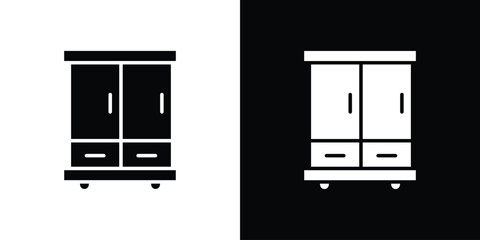 Cabinet icon flat simple. icon set in silhouette