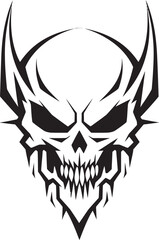 Horned Skull Menace Logo Design Sinister Horned Skullhead Black Emblem