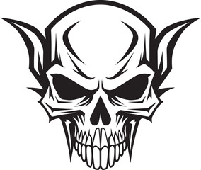 Devil Skull Horns Emblem Vector Design Sinister Horned Skullhead Black Icon