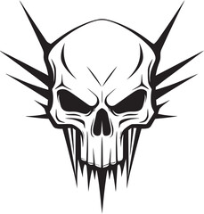 Wicked Horned Skullhead Black Design Horned Skull Menacing Black Logo