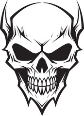 Wicked Skull Horned Shadowed Logo Horned Skull Darkness Black Vector Design