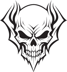 Horned Skull Darkness Black Vector Design Skullhead Horned Evil Black Emblem