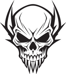 Skullhead Horned Evil Black Emblem Skull Horns Malevolence Vector Logo