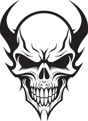 Wicked Skull Horned Shadow Vector Skull Horned Darkness Emblem Black Logo