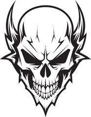 Fototapeta premium Sinister Skull Horned Vector Icon Horned Skull Darkness Black Logo Art
