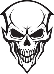Skull Horned Shadowed Emblem Black Sinister Skull Horned Vector Icon