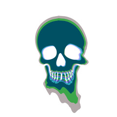 chromatic black skull illustration on transparent background