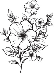 Ornamental Black Flower Vine Vector Logo Black Floral Crest Swirl Vector Emblem