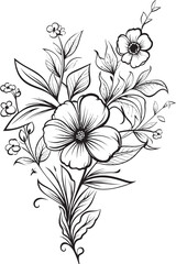Ornamental Flower Element Vector Black Icon Graceful Petal Vector Floral Black Design