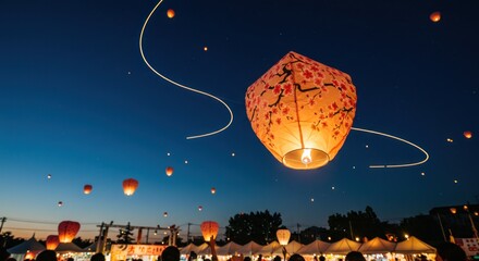 Sky lanterns at night (1)