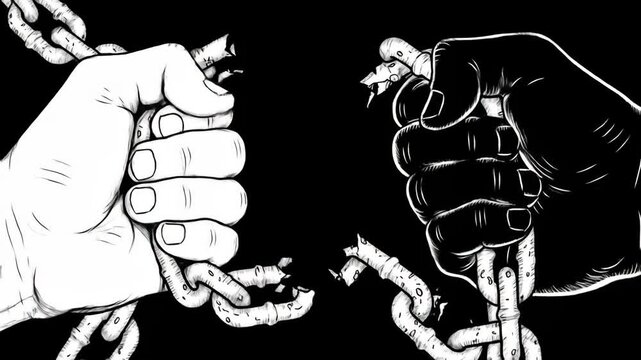 Hands Breaking Chains: Symbolic Video Depicting Freedom and Liberation Concept