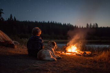 camping in the forest