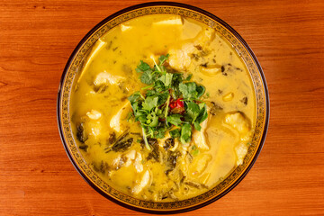 Szechuan fish filet and sour cabbage soup