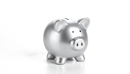 Shiny silver piggy bank