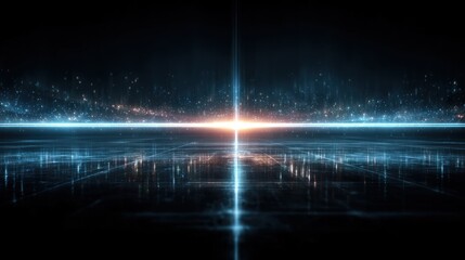 Glowing horizontal blue light line radiant shine beam effect futuristic energy streak shimmer flare neon glow digital highlights PNG illustration