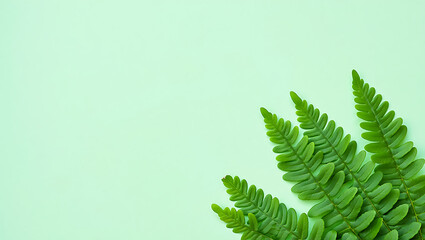 Fresh green fern leaves on a pastel background perfect for nature themed designs and springtime promotions creating a serene and calming atmosphere