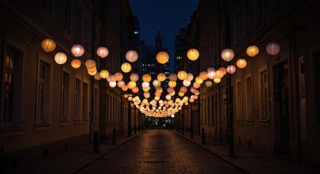 City street at night with lanterns (1)