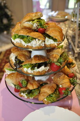 Croissant sandwich stacked for party, wedding, graduation, special events